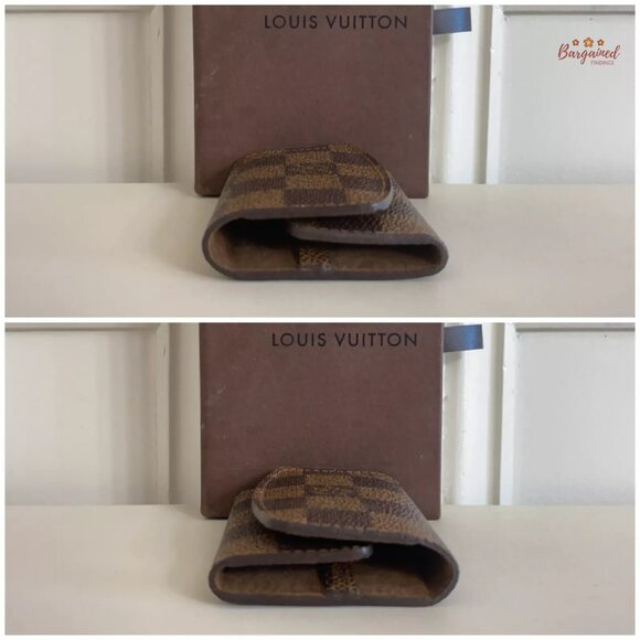 Authentic Louis Vuitton Brown Damier Ebene Coated Canvas Cufflinks Case - Picture 6 of 12